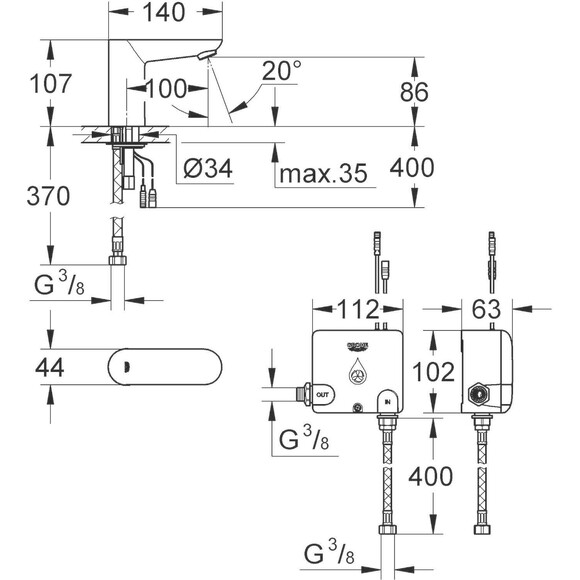 Смеситель для раковины Grohe Euroeco Cosmopolitan E 36384000, фото 3