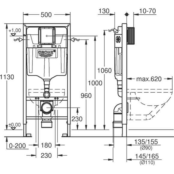 Инсталляция для подвесного унитаза 3 в 1 Grohe Rapid Sl 39501000, фото 2