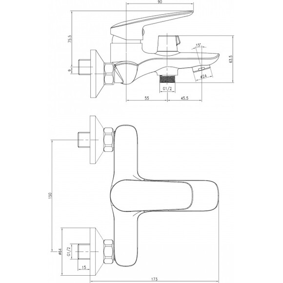Смеситель для ванны Imprese Praha 11030 new, фото 3