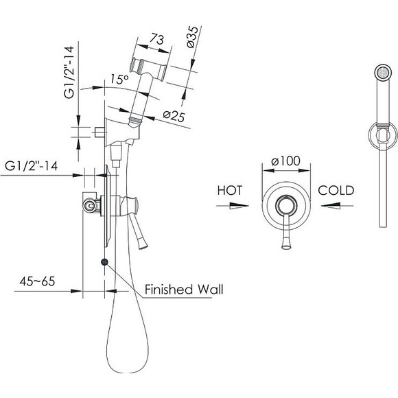 Набір для душу гігієнічного Imprese Podzima Zrala ZMK02170812, фото , изображение 2