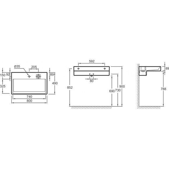 Раковина подвесная 80 см Jacob Delafon Terrace EXD112-00, фото 2