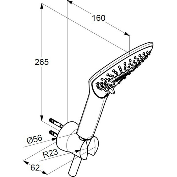 Лейка для душа Kludi Fizz 6775087-00 (черная/хром, трехрежимная, с шлангом и держателем), фото 2