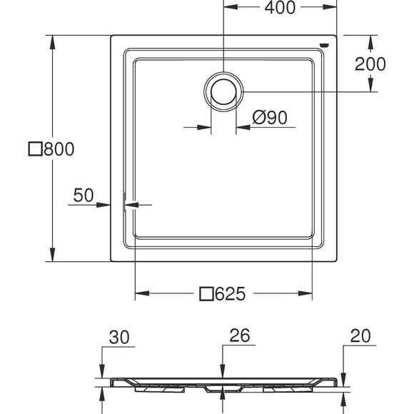 Піддон акриловий 80x80 см Grohe Universal 39302000, фото , изображение 4