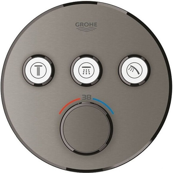 Внешняя часть смесителя скрытого монтажа с термостатом для ванны Grohe Grohtherm SmartControl 29121AL0 (темный матовый графит), Цвет производителя: темный графит матовый, фото 3