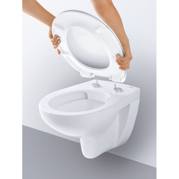 унитаз подвесной с сиденьем с микролифтом + Rapid SL инсталляция с кнопкой Even Grohe Bau Ceramic 39586000, фото 5