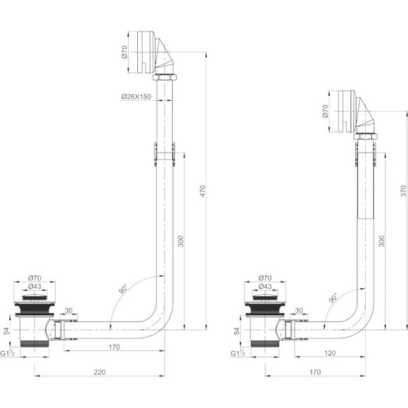 Сифон для ванни Volle 90-00-016, фото , изображение 2