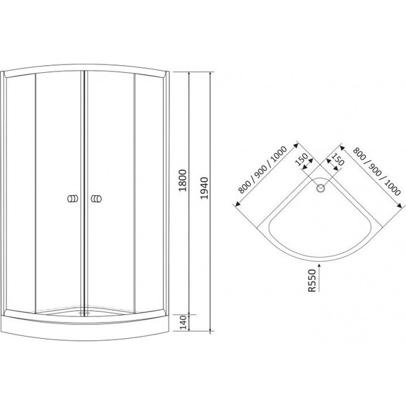 Душова кабіна 90x90 см RJ Tulip 90RZ081, фото , изображение 2