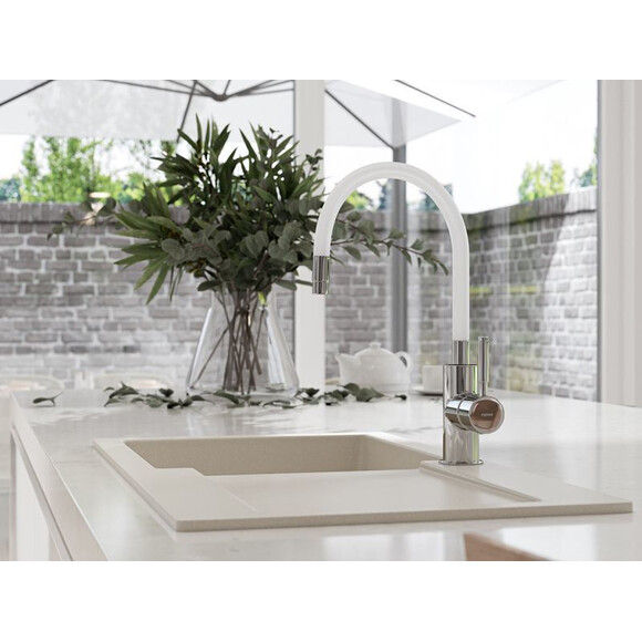 Смеситель для кухни Ferro Zumba BZA4W, Цвет производителя: хром, белый, фото 13