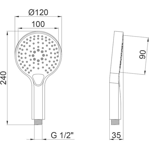 Лійка для душу Qtap Rucni QTRUCA120O3KBB (чорна, трирежимна), фото , изображение 3