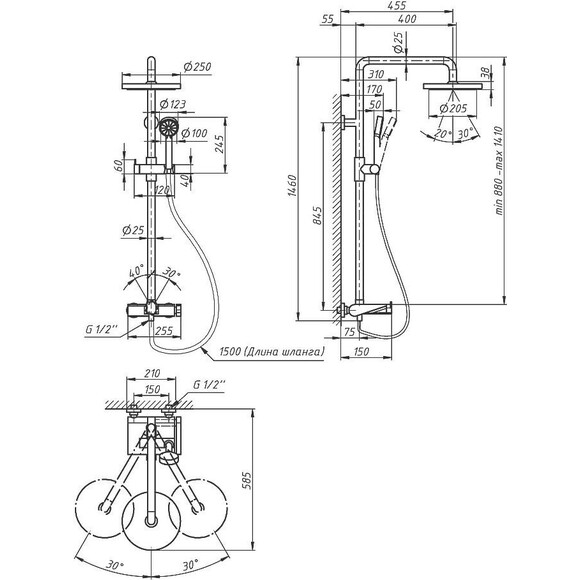 Душевая система, черный Qtap Sloup QTSL51105OGB, фото 9