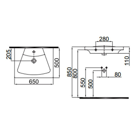 Умывальник 65 см Idevit Vega 2801-0505-07 (черный), фото 3