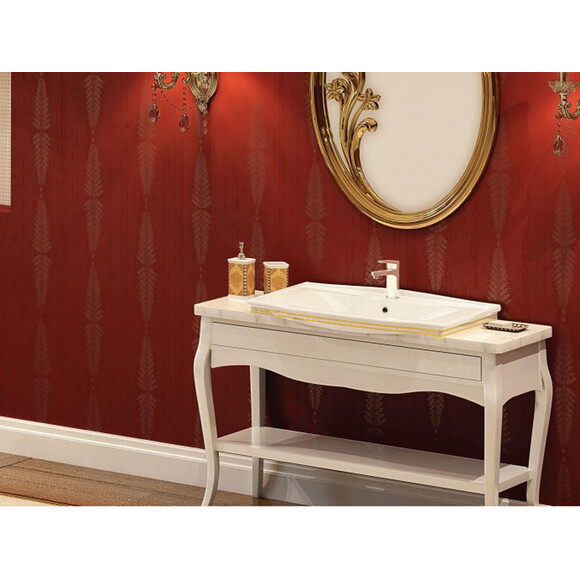 Умивальник 85 см Idevit Neo Classic 3301-0805-0088 (білий/декор золото), фото , изображение 3