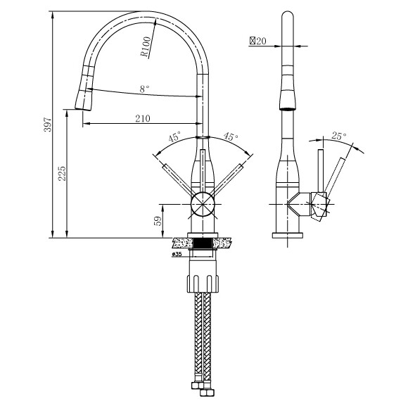 Смеситель для кухни Asignatura Delicate 80548602 (черный матовый), фото 3
