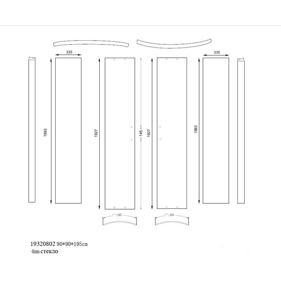 Душова кабіна без піддону 90x90 Asignatura Velvet 19320802 (профіль чорний матовий, скло сіре), фото , изображение 6