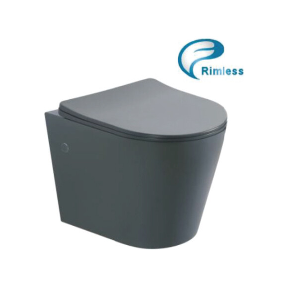 Безобідковий підвісний унітаз Asignatura Axiom Rimless 97802806 (з сидінням, сірий матовий), фото 