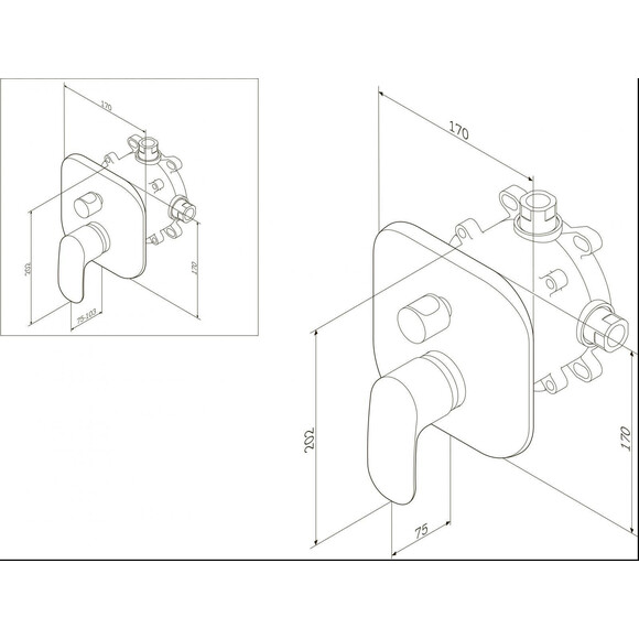 Внешняя часть смесителя скрытого монтажа для ванны Am.Pm Sensation F3085000, фото 9