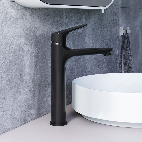 Змішувач для умивальника високий RedBlu Origin Bit 770250300 (чорний), фото , изображение 3