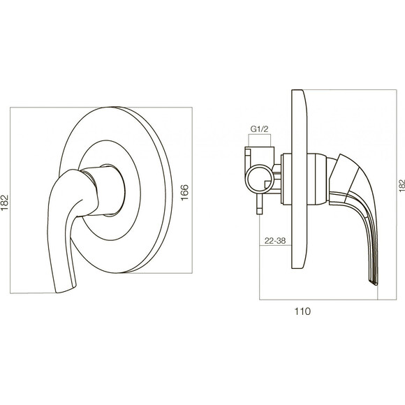 Смеситель скрытого монтажа для душа Am.Pm Sense F7575000 (внутренняя часть в комплекте), фото 4