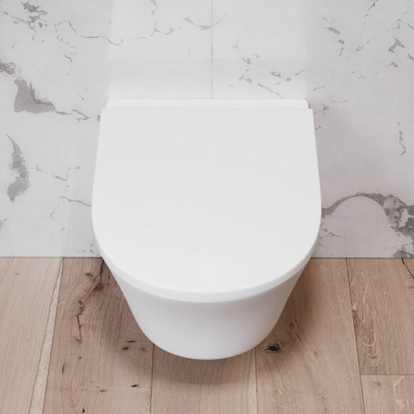 Безобідковий підвісний унітаз Am.Pm Tender FlashClean C45A1700SC (з сидінням мікроліфт), фото , изображение 5