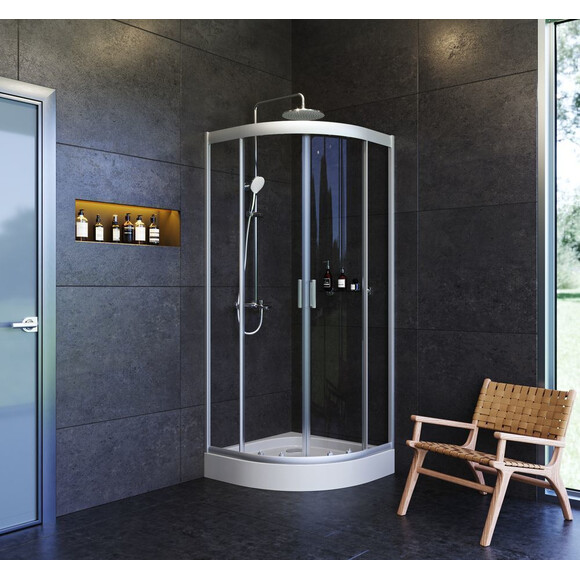 Душевая кабина 80x80 см Am.Pm Gem 1/4 Round W90UG-401-080MT (без поддона, стекло прозрачное, профиль матовый хром), Доступные размеры: 80 x 80, Цвет производителя: сатин (хром матовый), фото 3