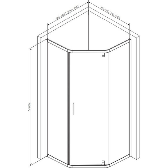 Душевая кабина 90x90 см Am.Pm Gem 5-corner Pivot W90UG-405-090BT (без поддона, стекло прозрачное, профиль черный матовый), Цвет производителя: прозрачное стекло, отделка черная матовая, фото 8