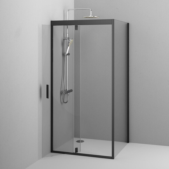 Душова кабіна 90x90 см Am.Pm Gem Square Pivot W90UG-404-090BT (без піддону, прозоре скло, профіль чорний матовий), фото , изображение 4
