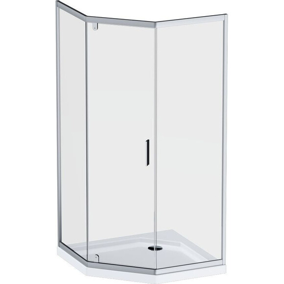 Душова кабіна 90x90 см Am.Pm Gem 5-corner Pivot W90UG-405-090MT (скло прозоре, профіль матовий хром, без піддону), фото 