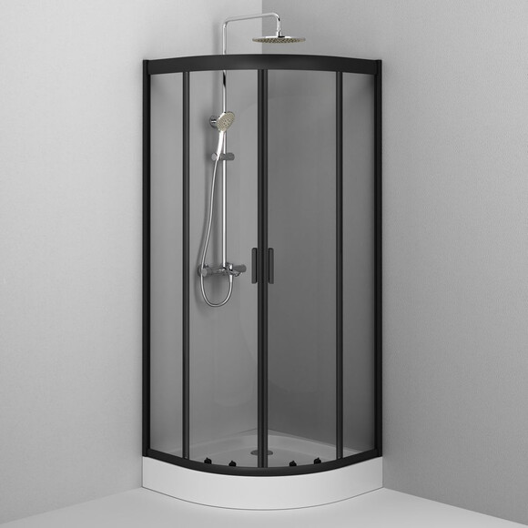 Душевая кабина 80x80 см Am.Pm Gem 1/4 Round W90UG-401-080BT (без поддона, стекло прозрачное, профиль черный матовый), Доступные размеры: 80 x 80, Цвет производителя: черный матовый, фото 4