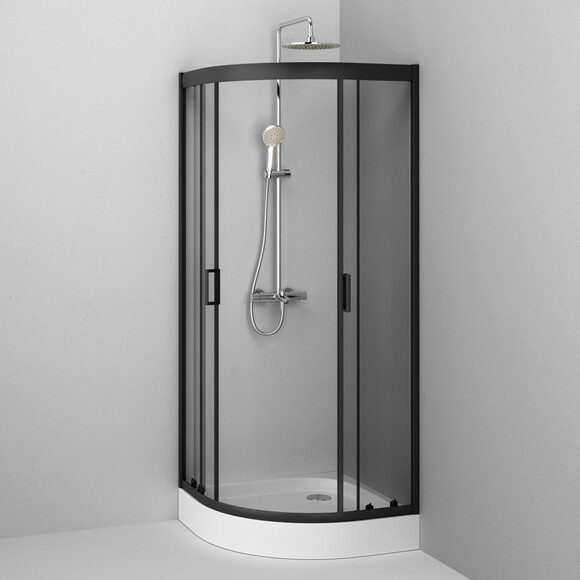 Душевая кабина 80x80 см Am.Pm Gem 1/4 Round W90UG-401-080BT (без поддона, стекло прозрачное, профиль черный матовый), Доступные размеры: 80 x 80, Цвет производителя: черный матовый, фото 5