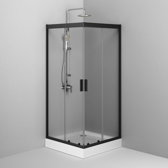 Душевая кабина 90x90 см Am.Pm Gem Square Slide W90UG-403-090BT (без поддона, стекло прозрачное, профиль черный матовый), фото 4