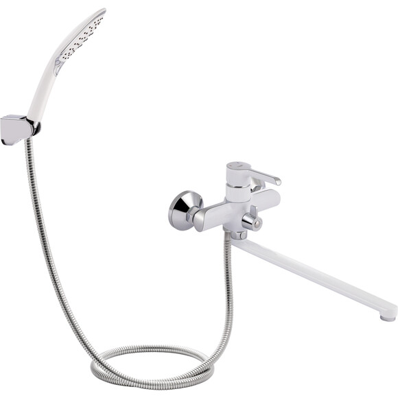 Змішувач для ванни Qtap Grand WCR 005 (білий/хром, з лійкою та шлангом), фото 