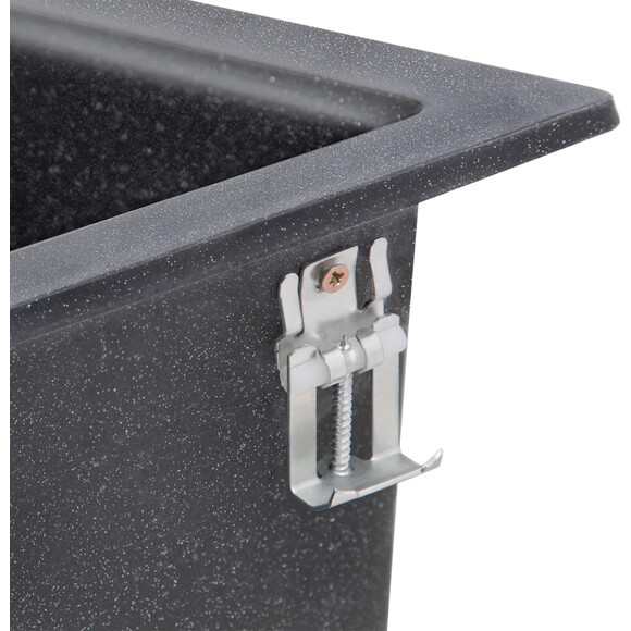 Кухонна мийка Lidz 460x515/200 BLM-14 (LIDZBLM14460515200, штучний камінь, 45x51 см, чорний металік), фото , изображение 4