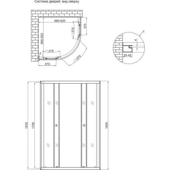 Душова кабіна без піддону 90x90 см Lidz Latwa SC90x90.SAT.LOW.GR (LLSC9090SATLOWGR2, профіль сатин, скло тоноване), фото , изображение 2