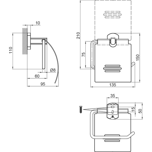 Держатель для туалетной бумаги с крышкой Qtap Liberty BLM 1151 (QTLIBBLM1151, черный), фото 4