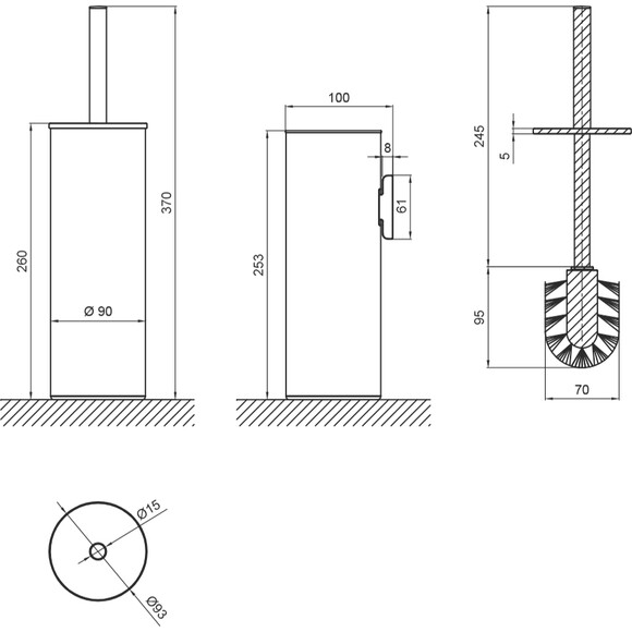 Ершик для унитаза напольный Qtap Liberty BLM 1150 (QTLIBBLM1150, черный), фото 3