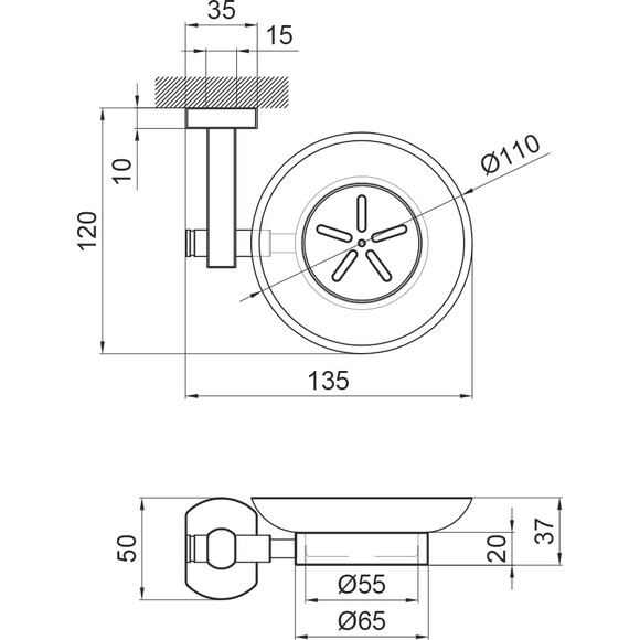 Мильниця з настінним тримачем Qtap Liberty BLM 1159 (QTLIBBLM1159, чорна), фото , изображение 4