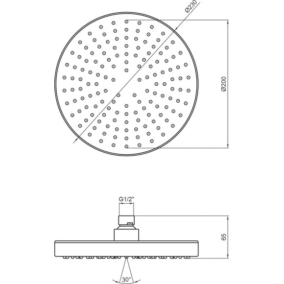Лейка для верхнего душа Qtap Hlavova A228O1ZBB (черная), фото 3