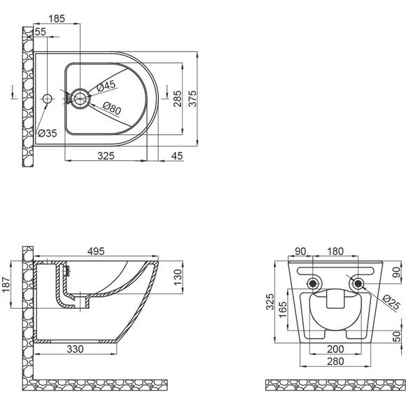 Биде подвесное Qtap Robin QT1355046FMB (черное матовое), фото 7