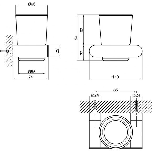 Склянка настінна Qtap Sklenka 6102103C (QTSTK6102103C), фото , изображение 4