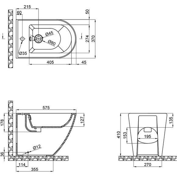 Біде підлогове Qtap Robin QT13442141CMB (чорне матове), фото , изображение 7