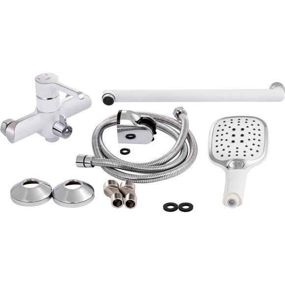 Змішувач для ванни Qtap Grand WCR 005 (білий/хром, з лійкою та шлангом), фото , изображение 7