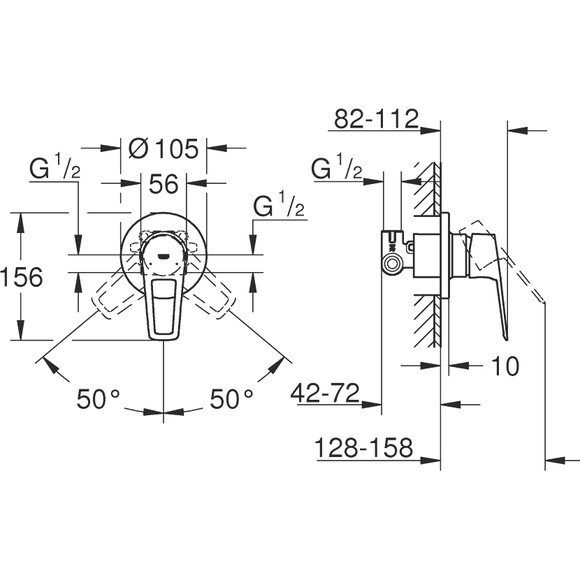 Смеситель скрытого монтажа для душа Grohe BauLoop New 29042001, фото 5