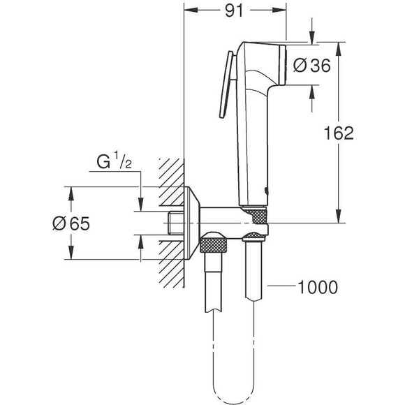Гигиенический душ со смесителем Grohe BauEdge New UA28343001 (29040001+26358000), фото 5