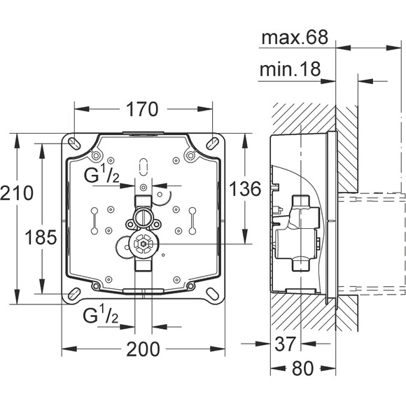 Внутрішній блок для пісуару Grohe Rapido UMB 38787000, фото , изображение 2