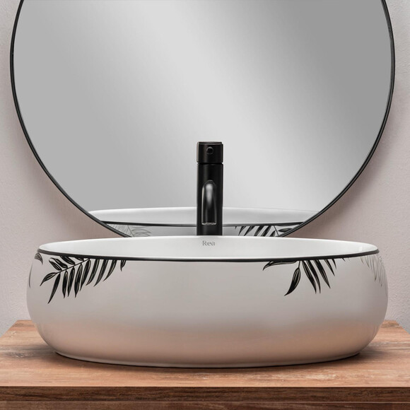 Раковина Rea Shila REA-U6655 (46.5x31 см, біла/чорна, чаша), фото , изображение 4