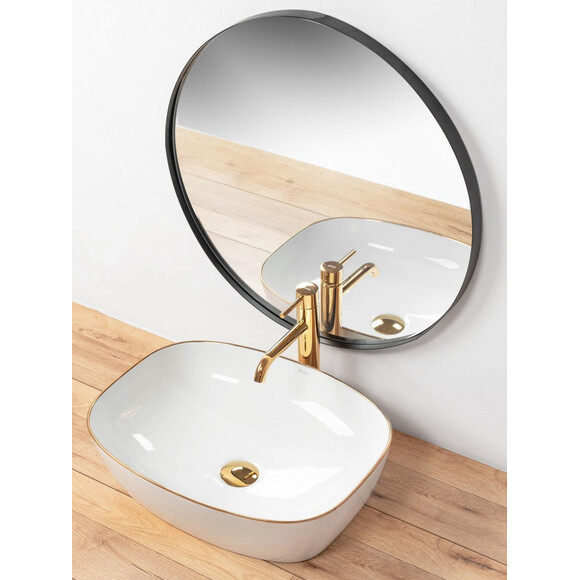 Раковина Rea Sol REA-U8605 (50x38.5 см, біла/золота, чаша), фото , изображение 2