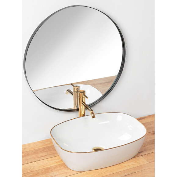 Раковина Rea Sol REA-U8605 (50x38.5 см, біла/золота, чаша), фото , изображение 3