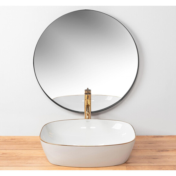 Раковина Rea Sol REA-U8605 (50x38.5 см, біла/золота, чаша), фото , изображение 4