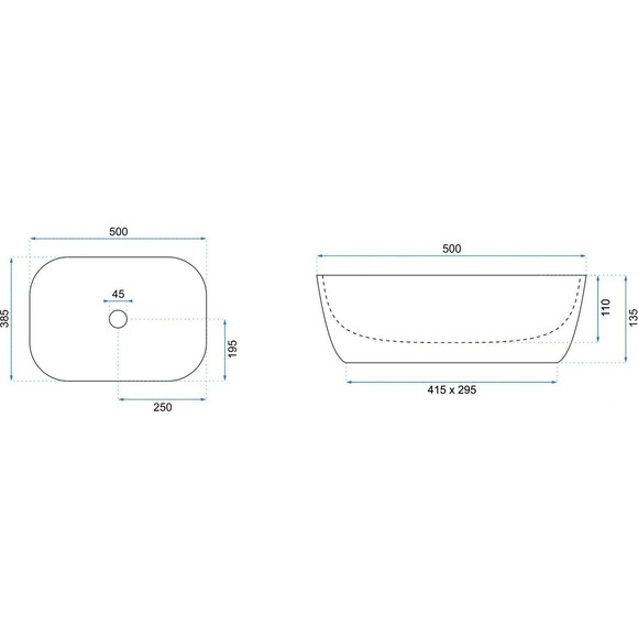 Раковина Rea Sol REA-U8605 (50x38.5 см, біла/золота, чаша), фото , изображение 6