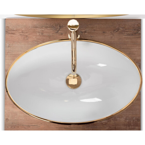 Умывальник Rea Pamela Gold/White REA-U6345 (53x33 см, белый/золотой, чаша), Доступные размеры: 53 x 33, Цвет производителя: белый глянец, золото, фото 5